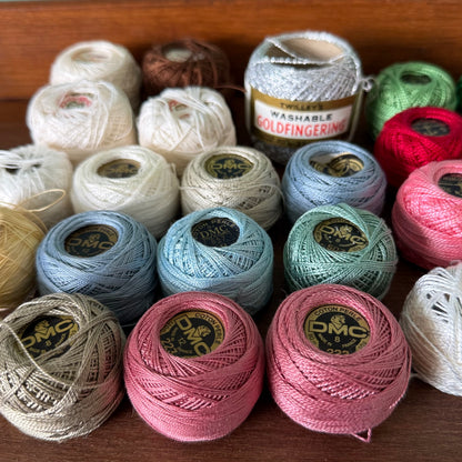 Vintage Crochet Cotton Thread Bundle Mixed Colours DMC Coats Anchor