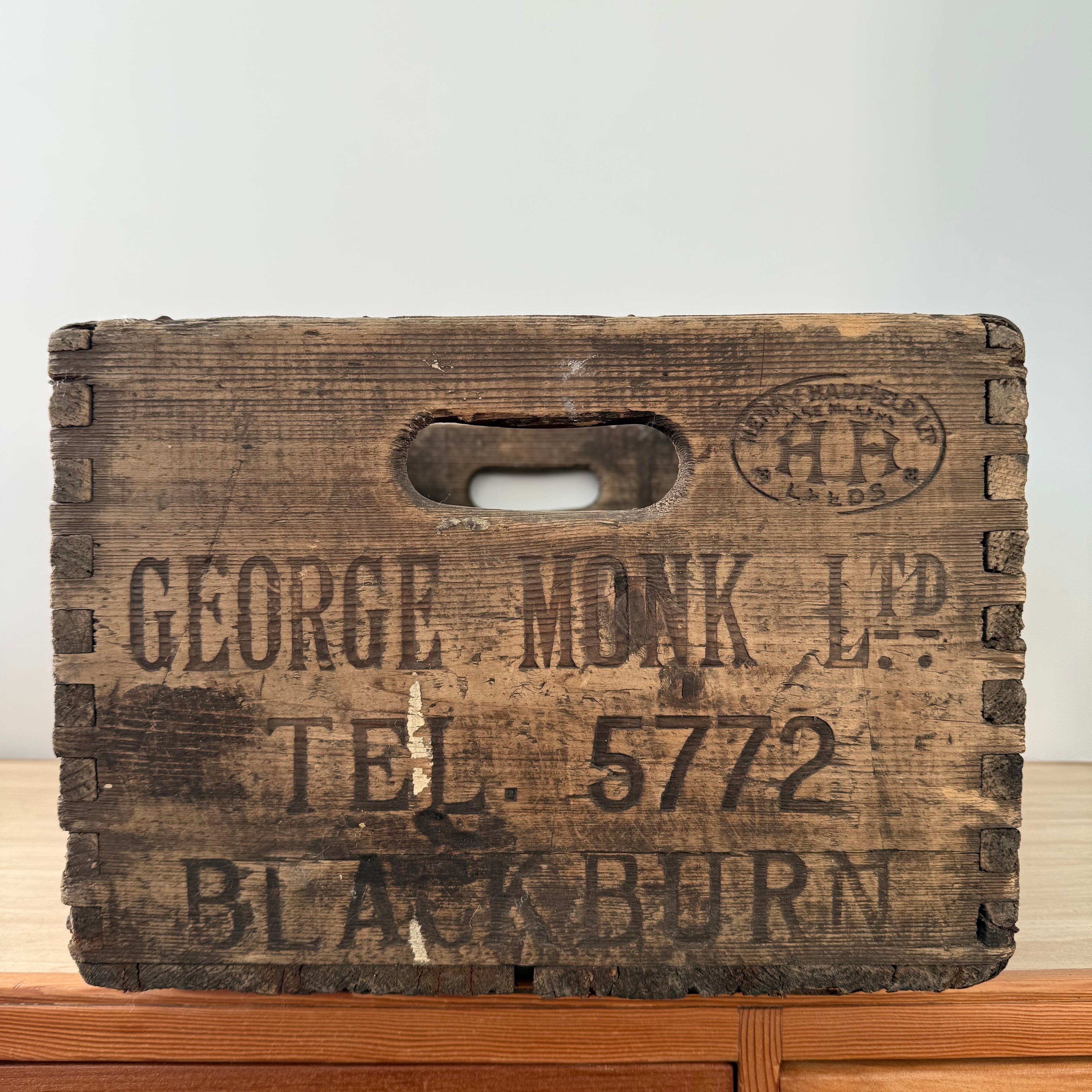 George Monk Ltd Wooden Trade Crate Tripe Dressing Blackburn c1920