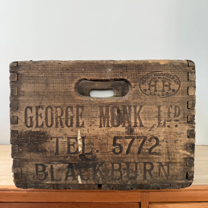 George Monk Ltd Wooden Trade Crate Tripe Dressing Blackburn c1920