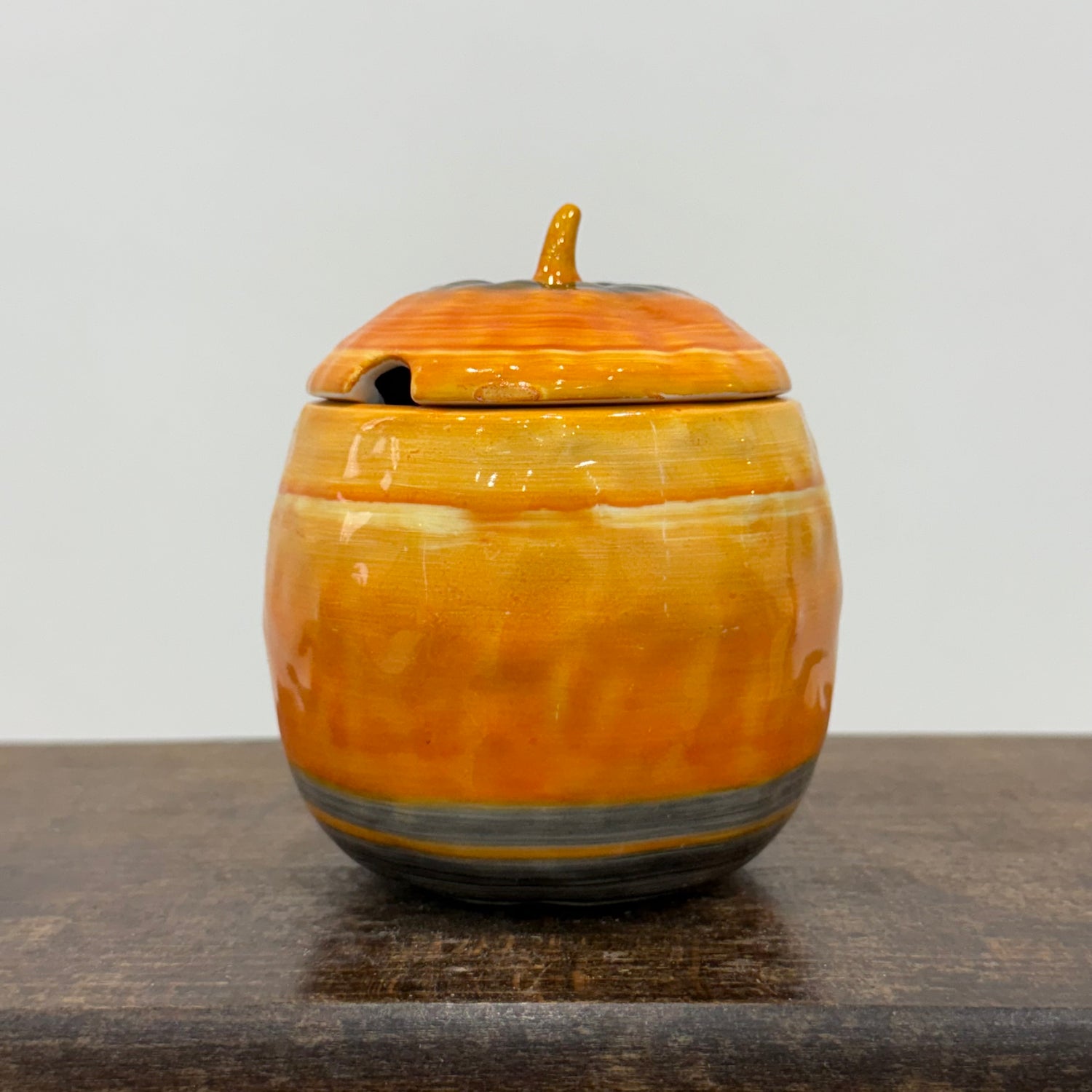 Shelley Harmony Dripware Orange Preserve Pot Art Deco 1930s