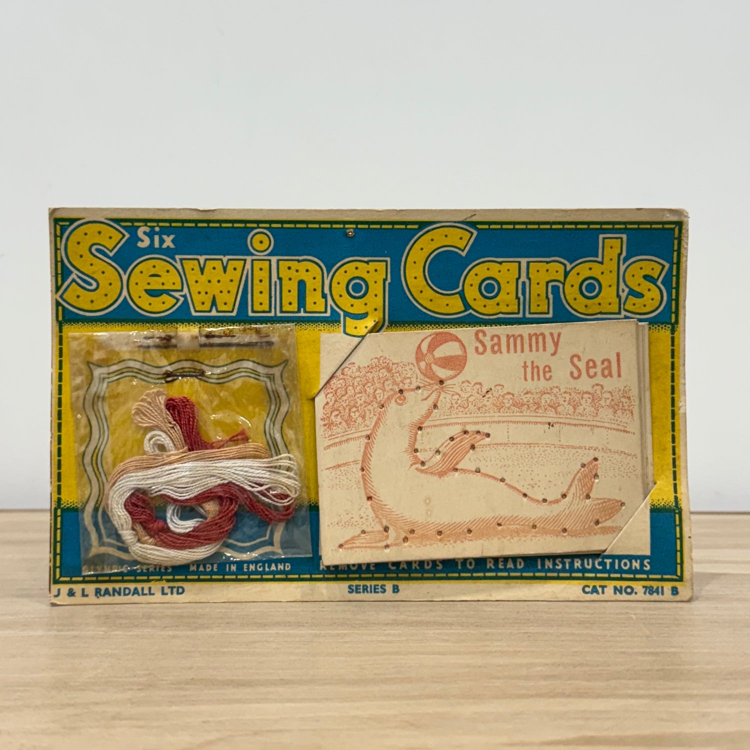 Vintage Six Sewing Cards Set, Carded, Animal Designs, Made in England