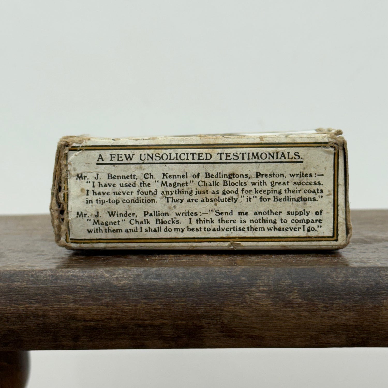 Antique Magnet Brand Antiseptic Chalk Block Dog Grooming Box c.1900–1920