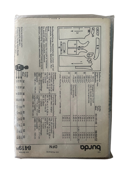 Burda 8419 Womens Size 16-26 Dress FF