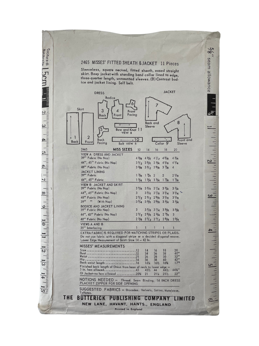 Butterick 2465 Womens Size 18 Dress Jacket