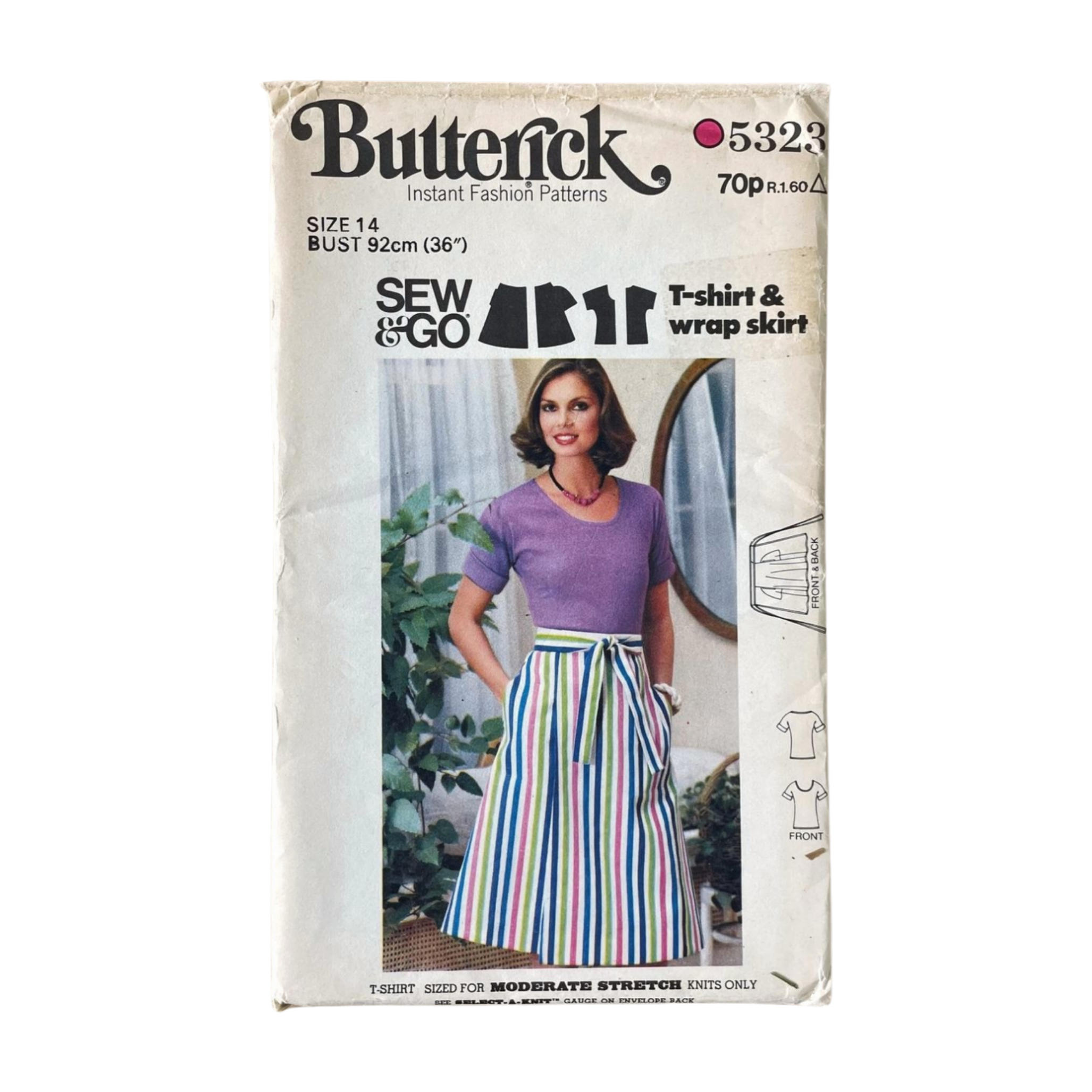 Butterick 5323 Womens Size 12 T-Shirt Wrap Skirt FF