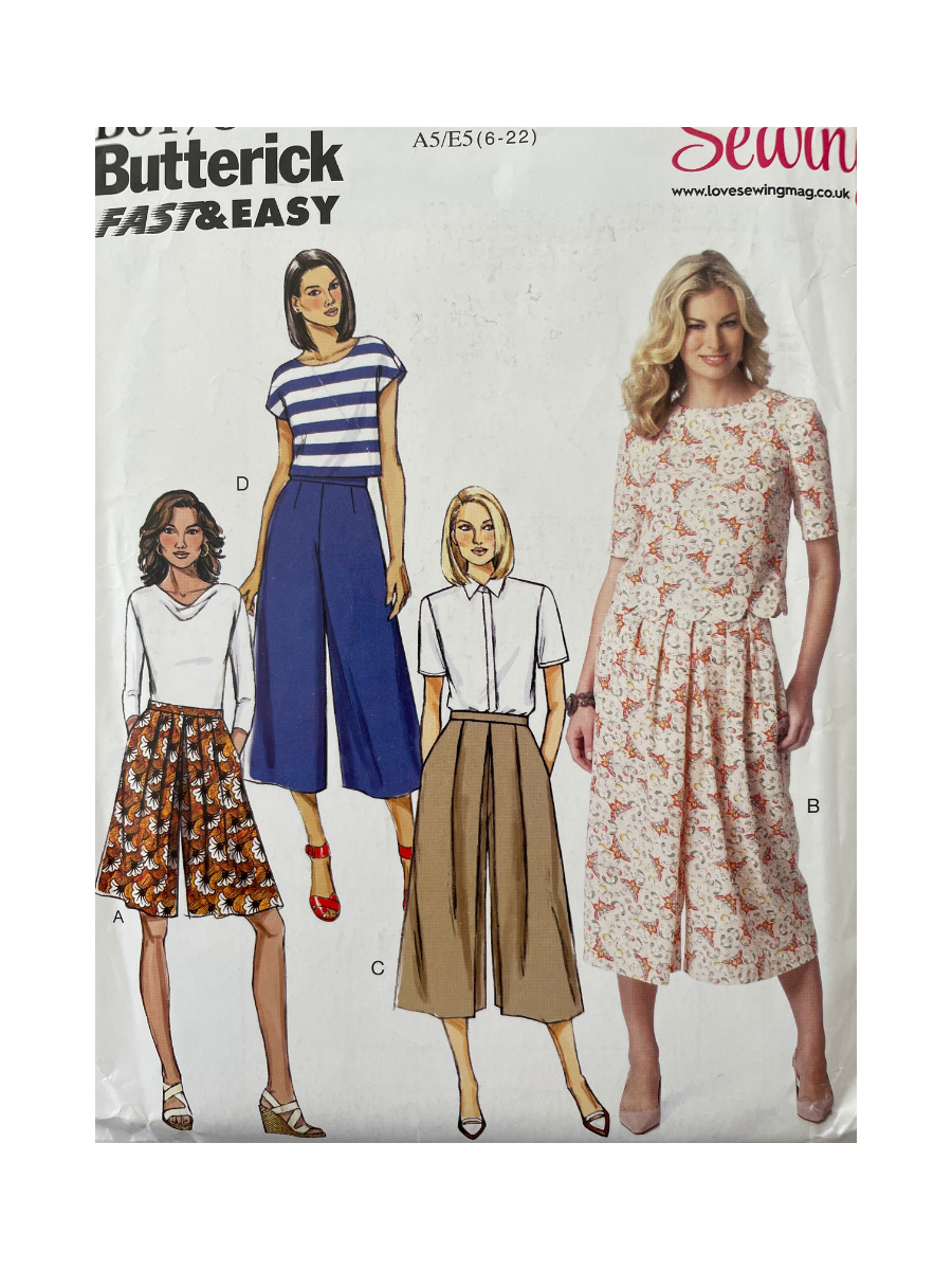 Butterick B6178 Womens Size 6-22 Culottes FF