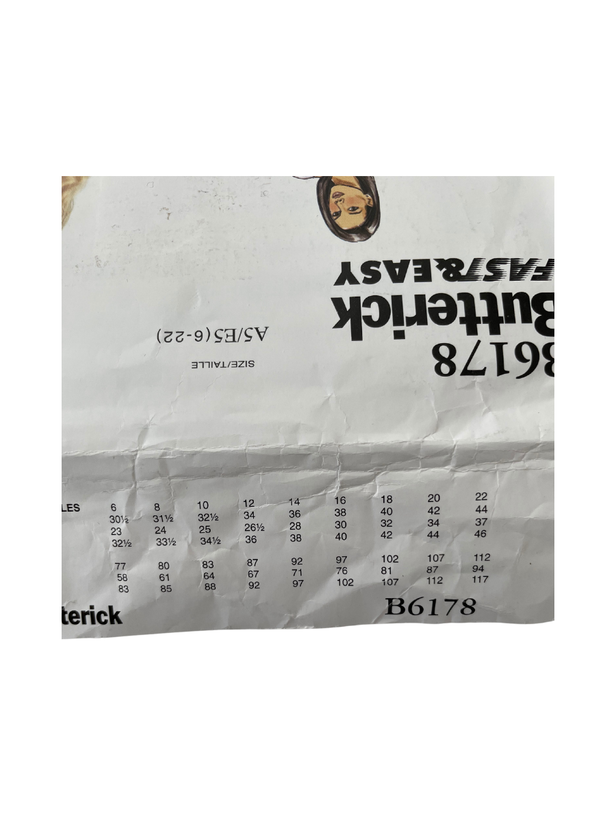 Butterick B6178 Womens Size 6-22 Culottes FF