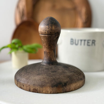 Antique Treen Butter Stamp Acorn Carved Wooden Print
