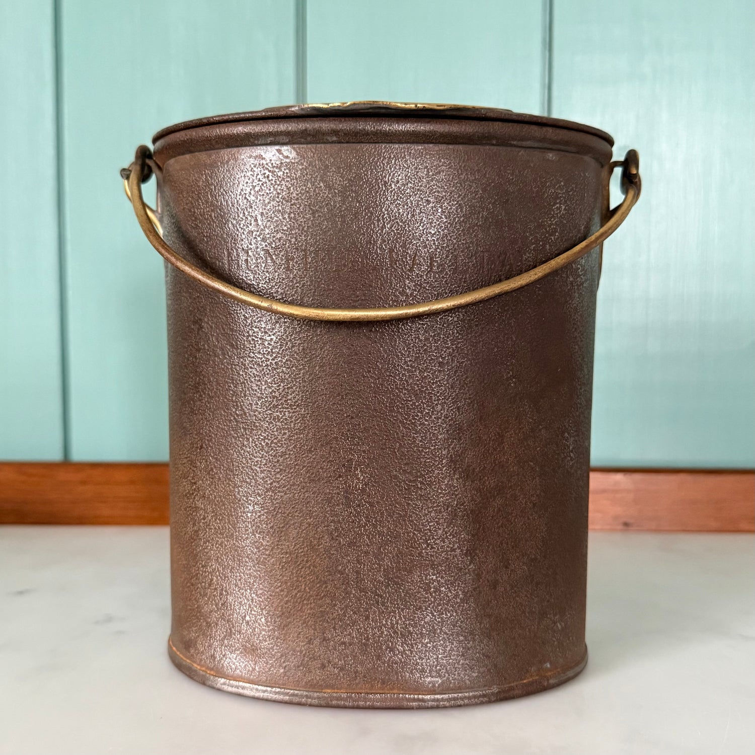 Antique Shenfield Hall Dairy Pail Country House Milk Pail Brass Fittings