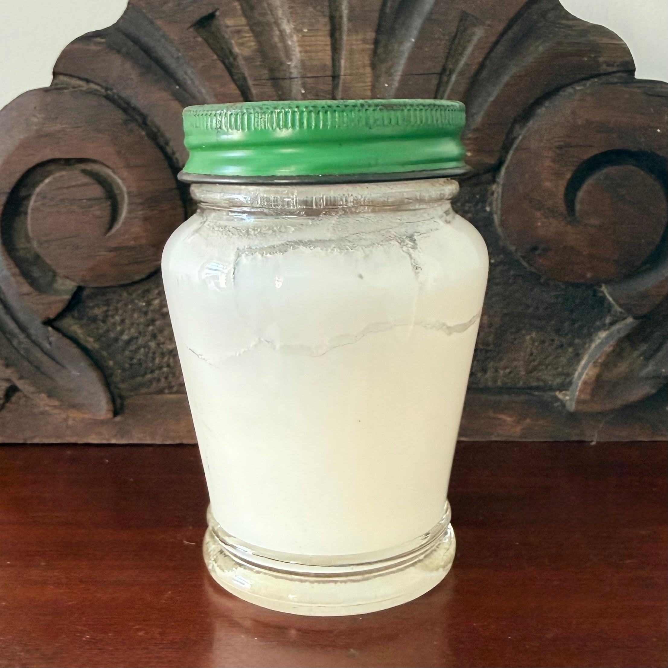 Vintage “Cold Cream” Glass Jar – Frosted Apothecary Pot with Original Contents