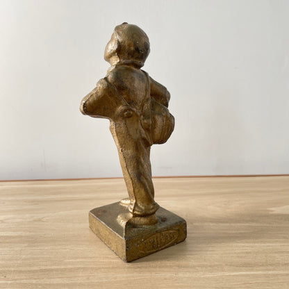 Antique “Speshul” Gilt Spelter Figure – Boy with Accordion, Early 20th Century