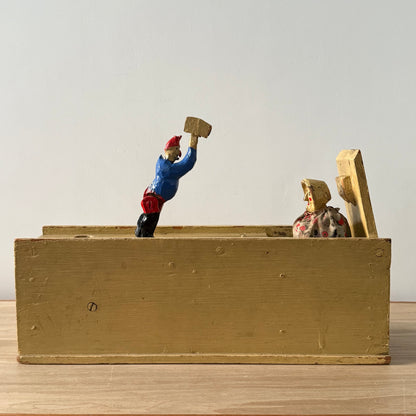 Scratch Built Punch and Judy Style Folk Art Wooden Tableau