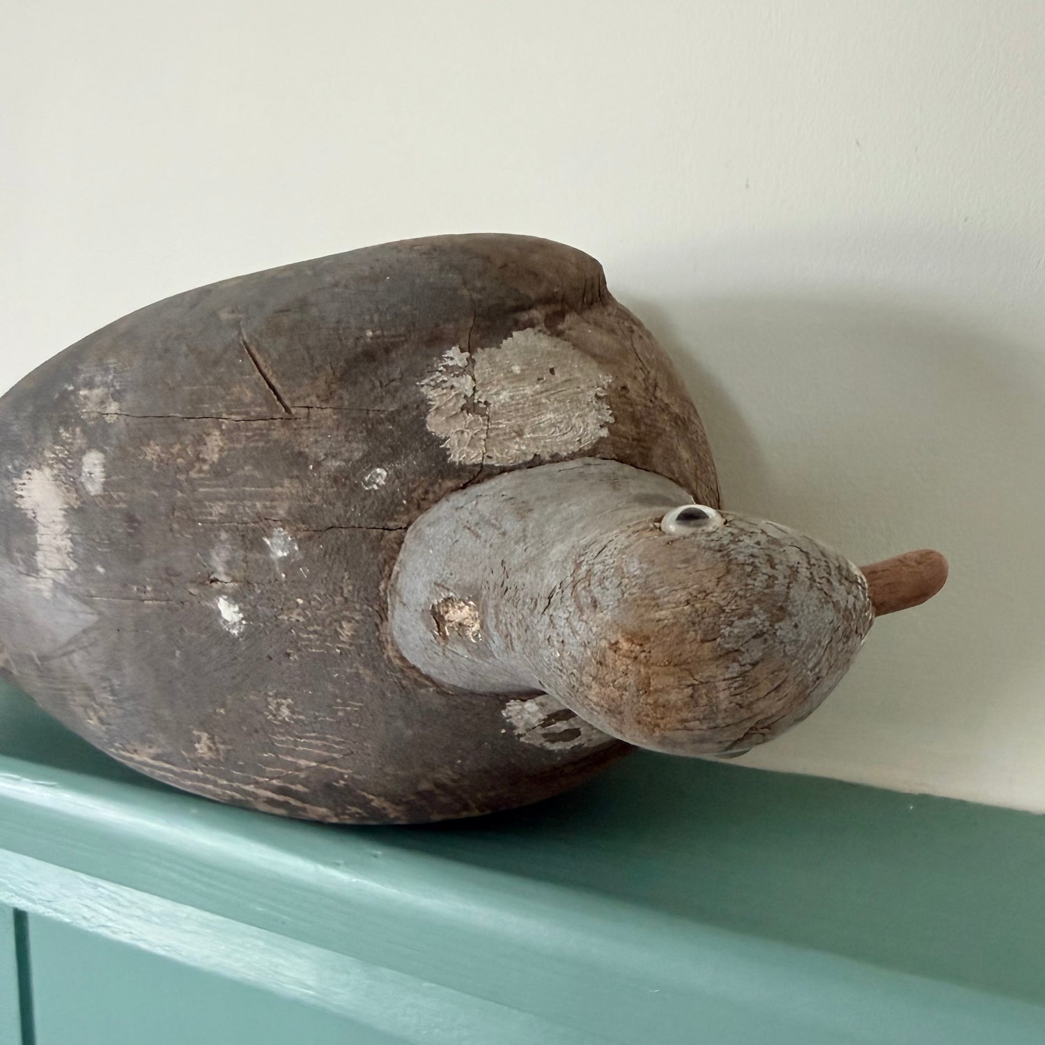 Antique Wooden Pigeon Decoy with Original Paint