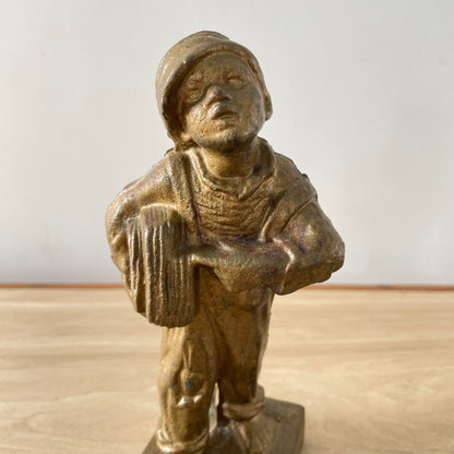 Antique “Speshul” Gilt Spelter Figure – Boy with Accordion, Early 20th Century
