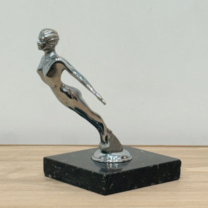 Art Deco Desmo Diving Lady Nymph Chrome Car Mascot