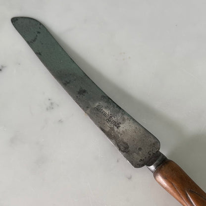 Antique Carved Treen Handle Bread Knife