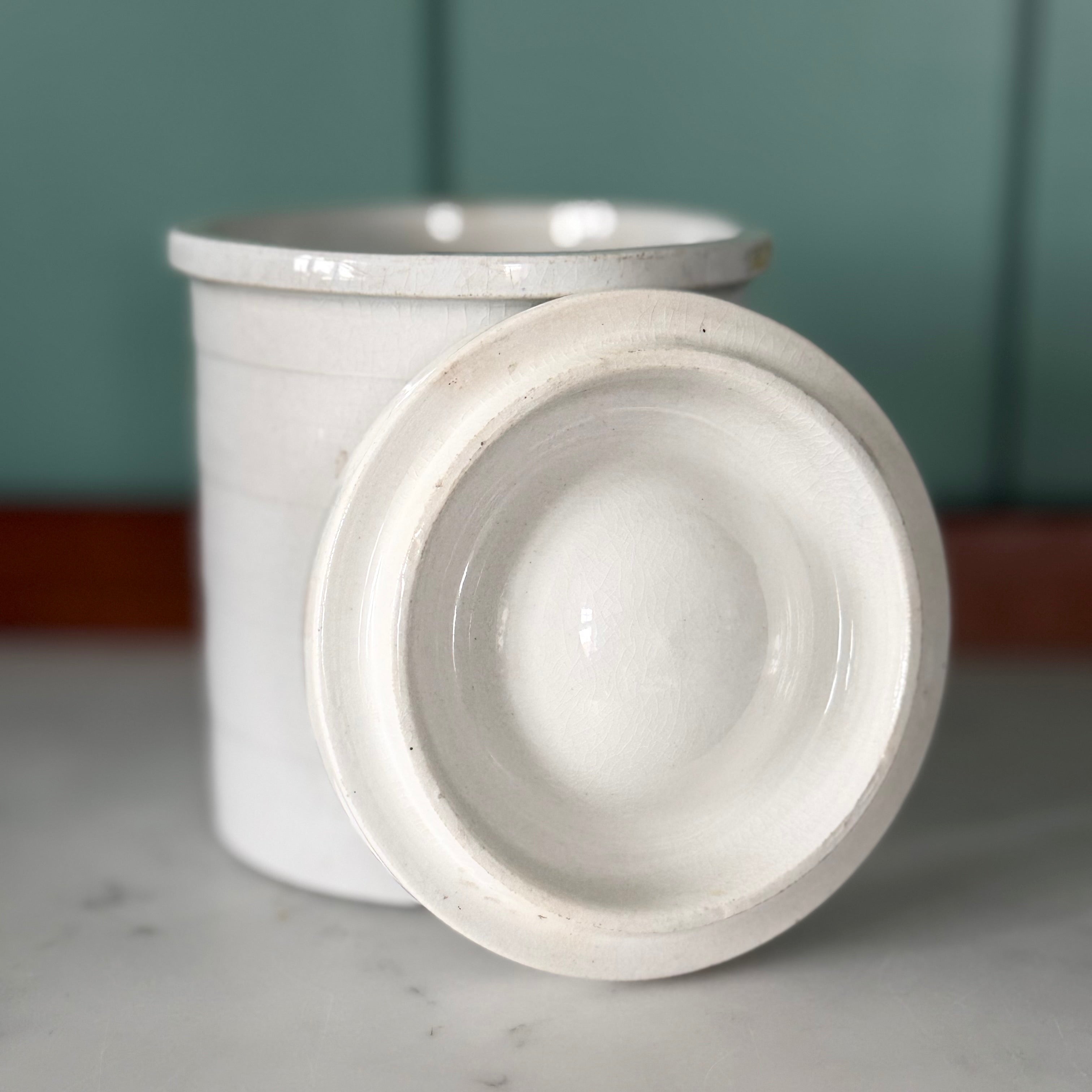 Antique White Ironstone Sago Storage Jar With Lid Kitchenalia