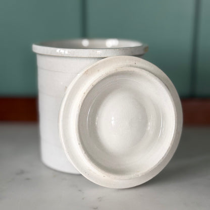 Antique White Ironstone Sago Storage Jar With Lid Kitchenalia