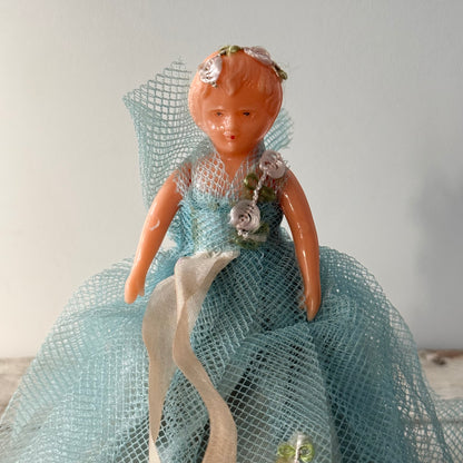 Vintage Blue Christmas Tree-Top Fairy – c.1950s–1960s