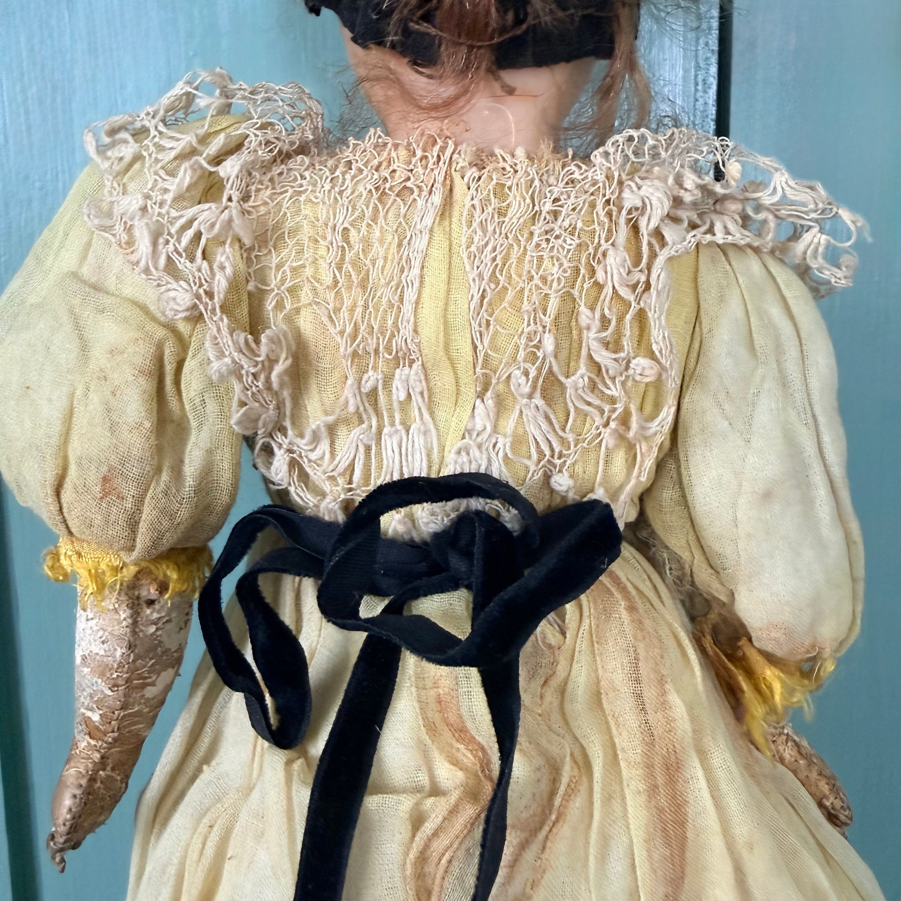 Antique Victorian Wax Over Composition Shoulder Head Doll c.1880