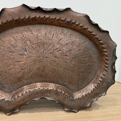Large Arts &amp; Crafts Hammered Copper Tray by Townsend &amp; Co – Acanthus 55cm