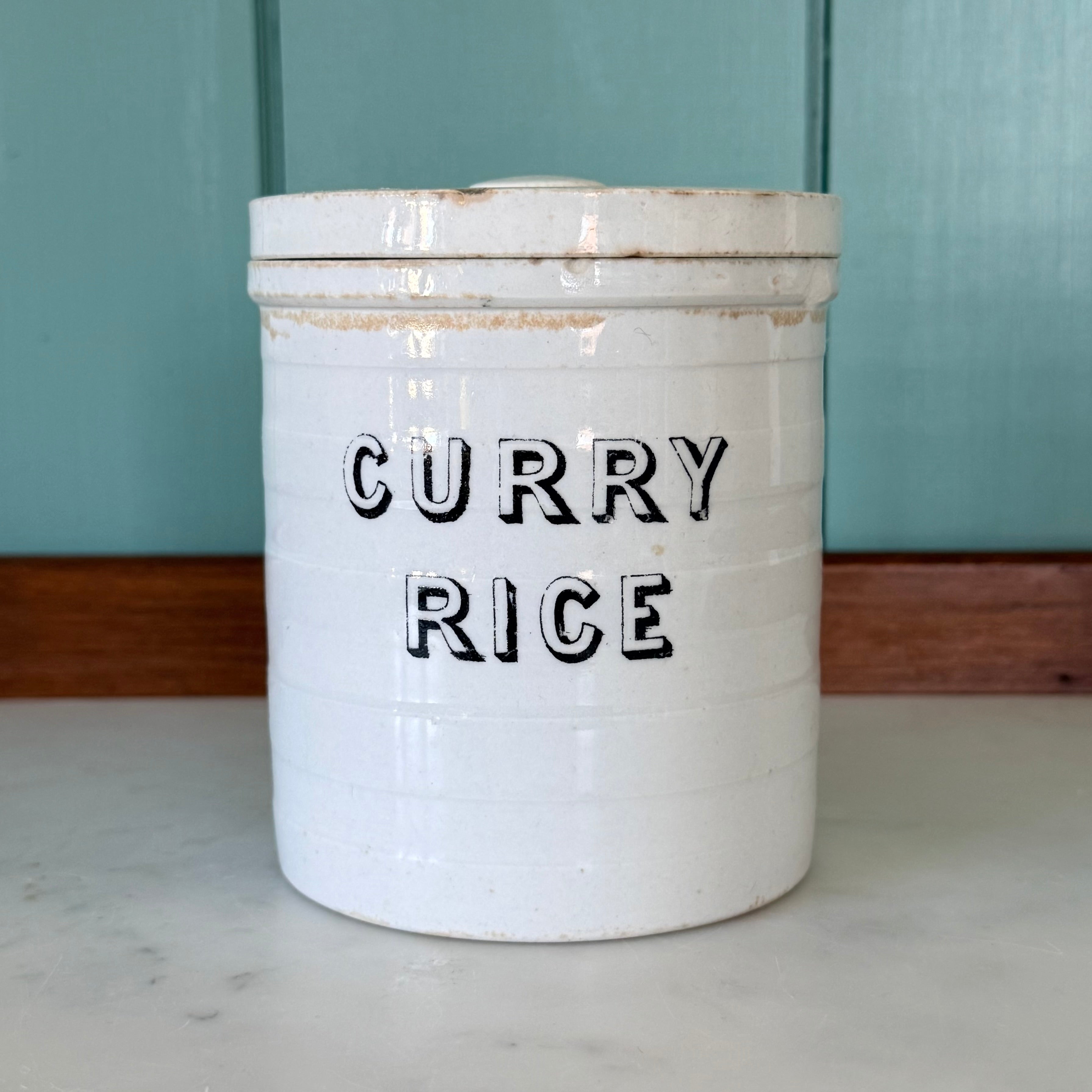 Late Victorian White Ironstone Curry Rice Storage Jar with Lid