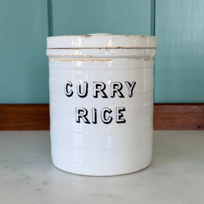 Late Victorian White Ironstone Curry Rice Storage Jar with Lid