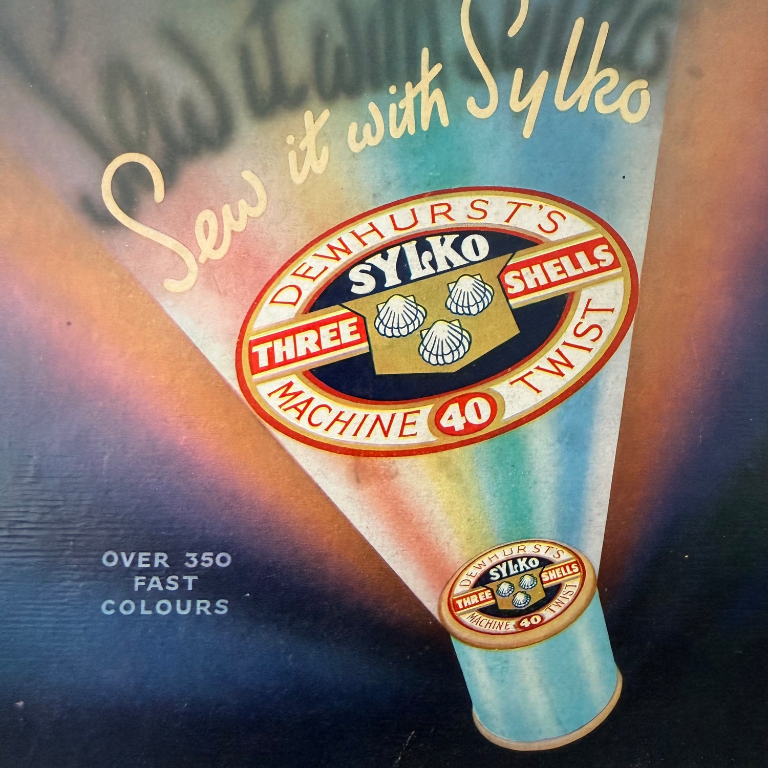 Vintage Dewhurst’s Sylko 36 Wooden Cotton Reels in Advertising Box