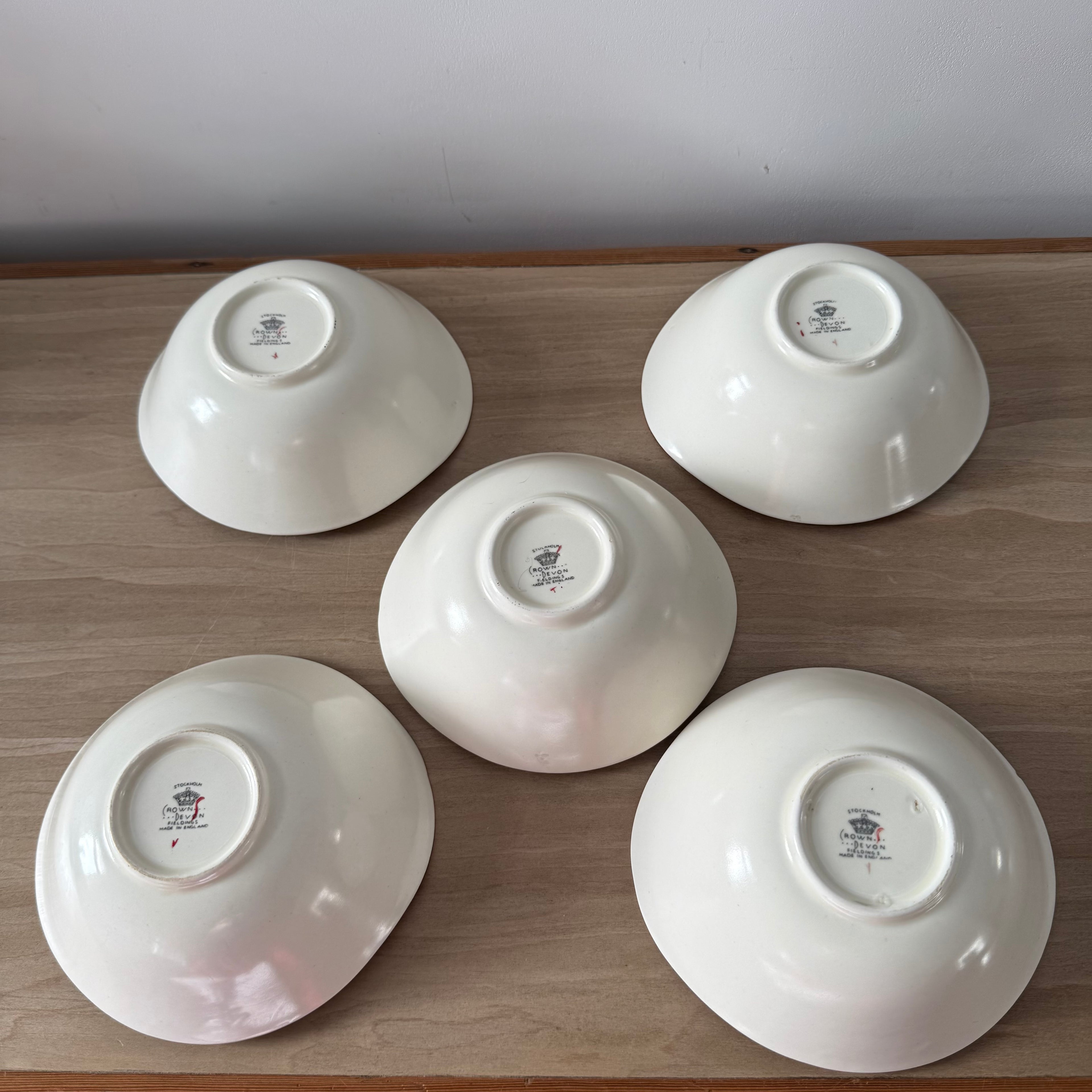 5 Crown Devon Stockholm Leaping Deer Dessert Bowls 1950s