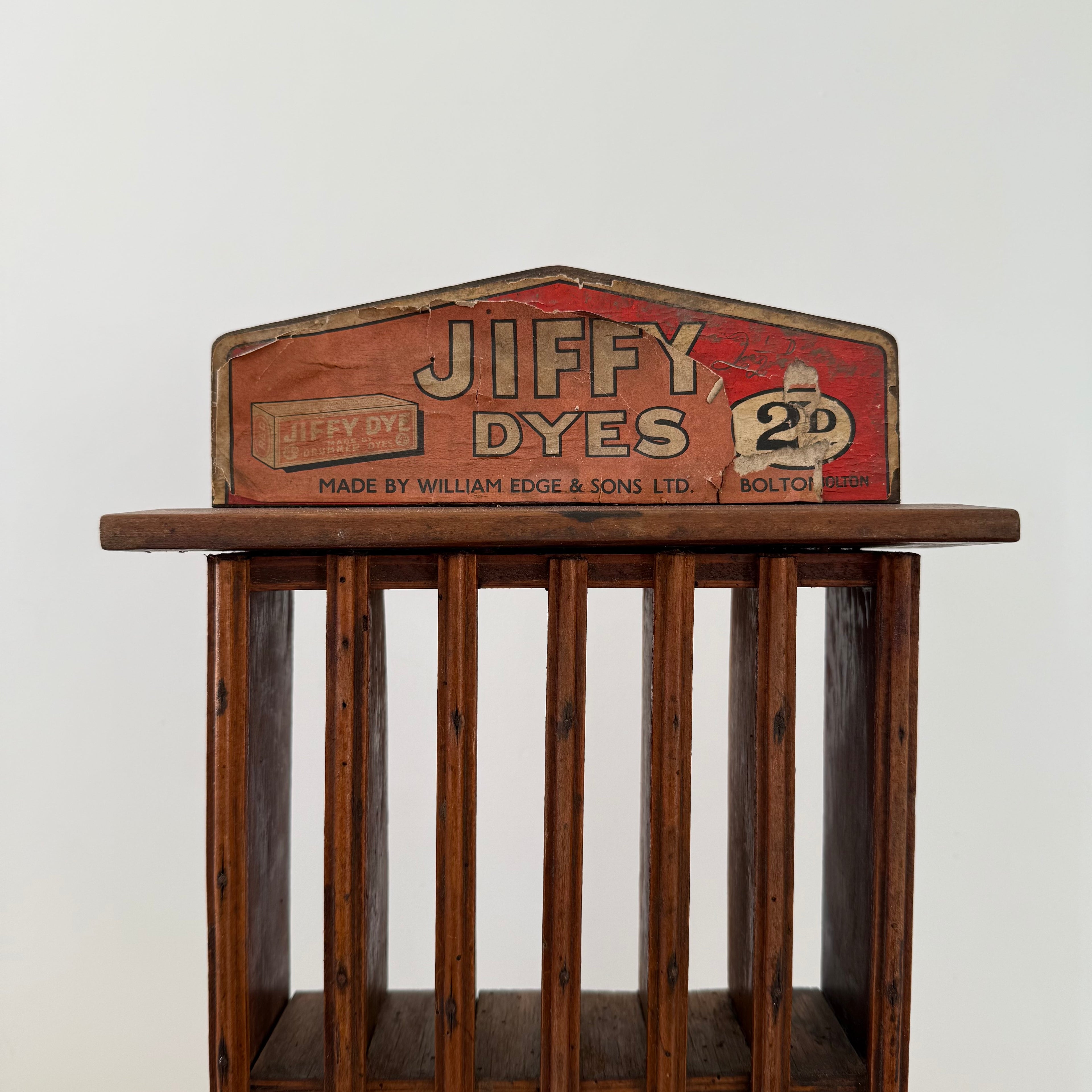 Jiffy Dyes Wooden Shop Display Rack William Edge &amp; Sons Bolton c1920