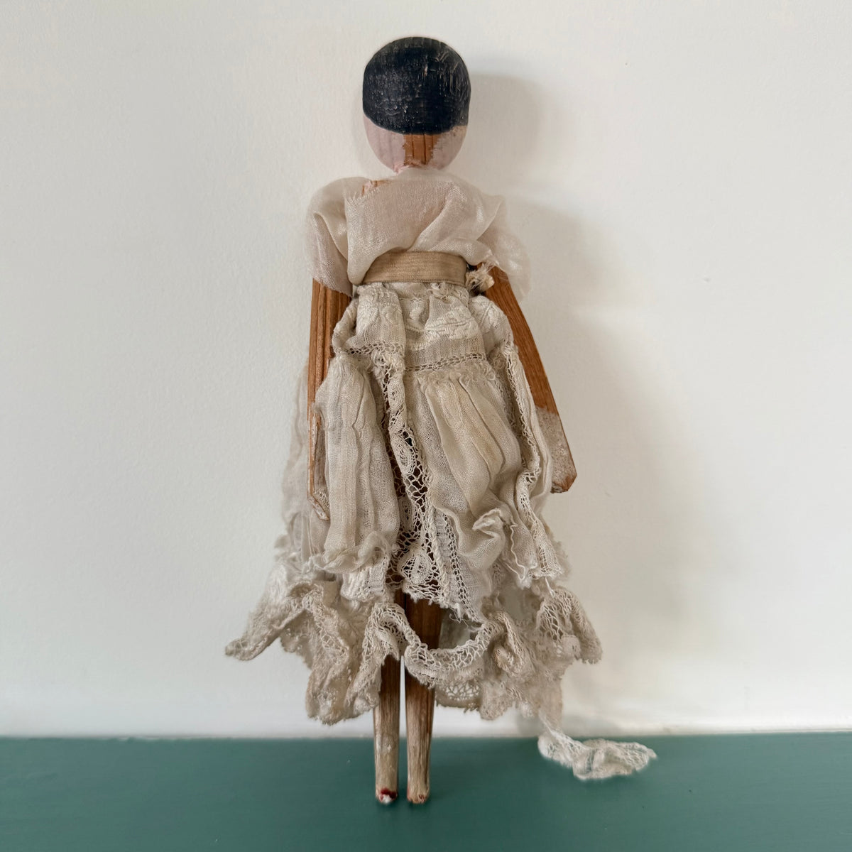 Antique 19th Century Grödnertal Style Wooden Peg Doll – 17.5cm
