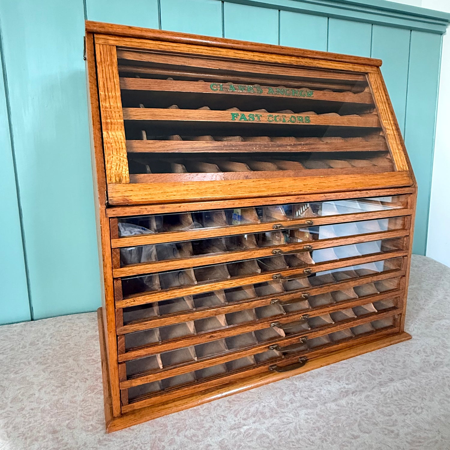 Vintage Clark’s Anchor Embroidery Cotton Display Cabinet