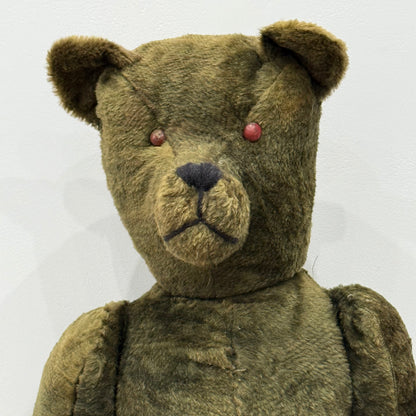 Early 20th Century Straw Filled Plush Teddy Bear Disc Joints 44cm