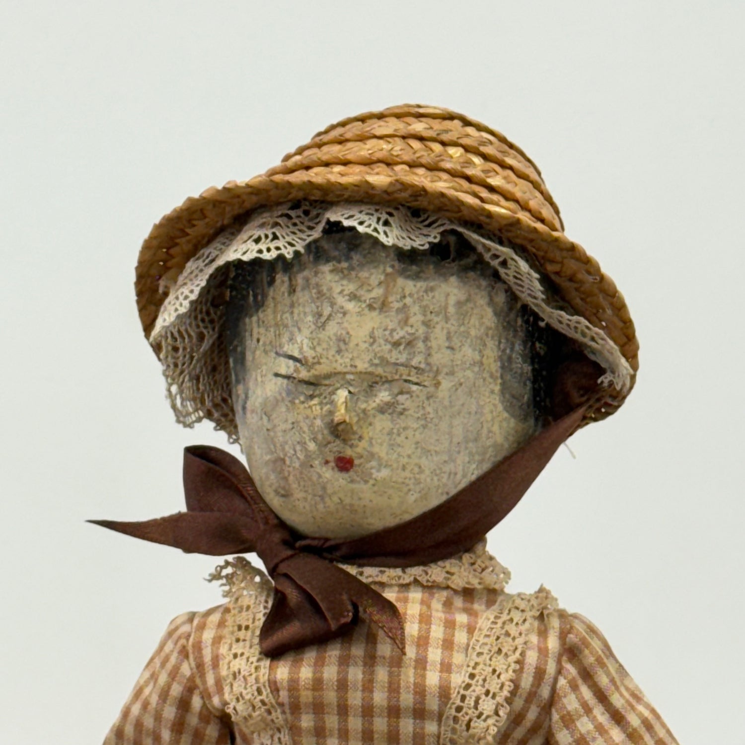 Victorian Peg Doll Folk Art Wooden Doll c1900