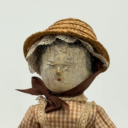 Victorian Peg Doll Folk Art Wooden Doll c1900