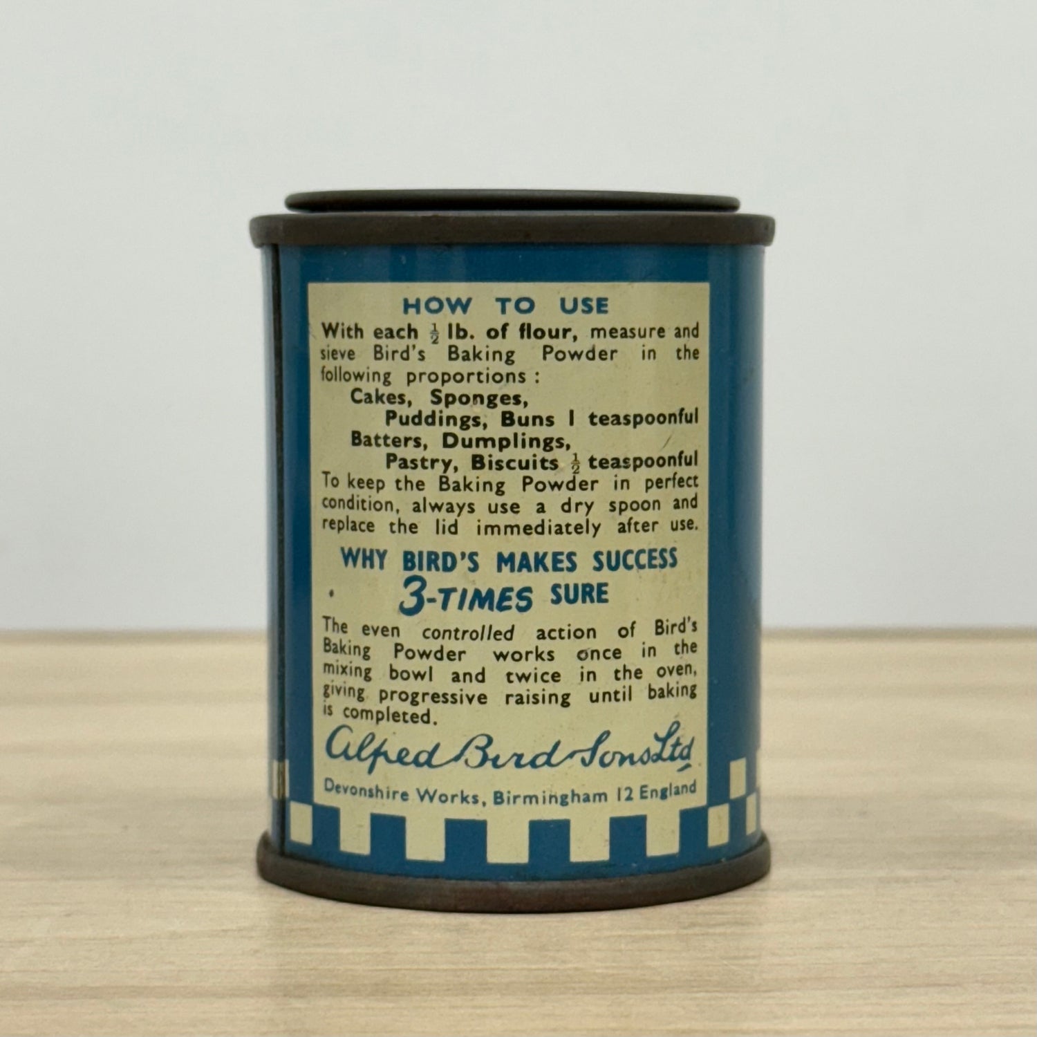 Bird’s Baking Powder Tin, Quarter Pound, Alfred Bird &amp;amp; Sons, Birmingham