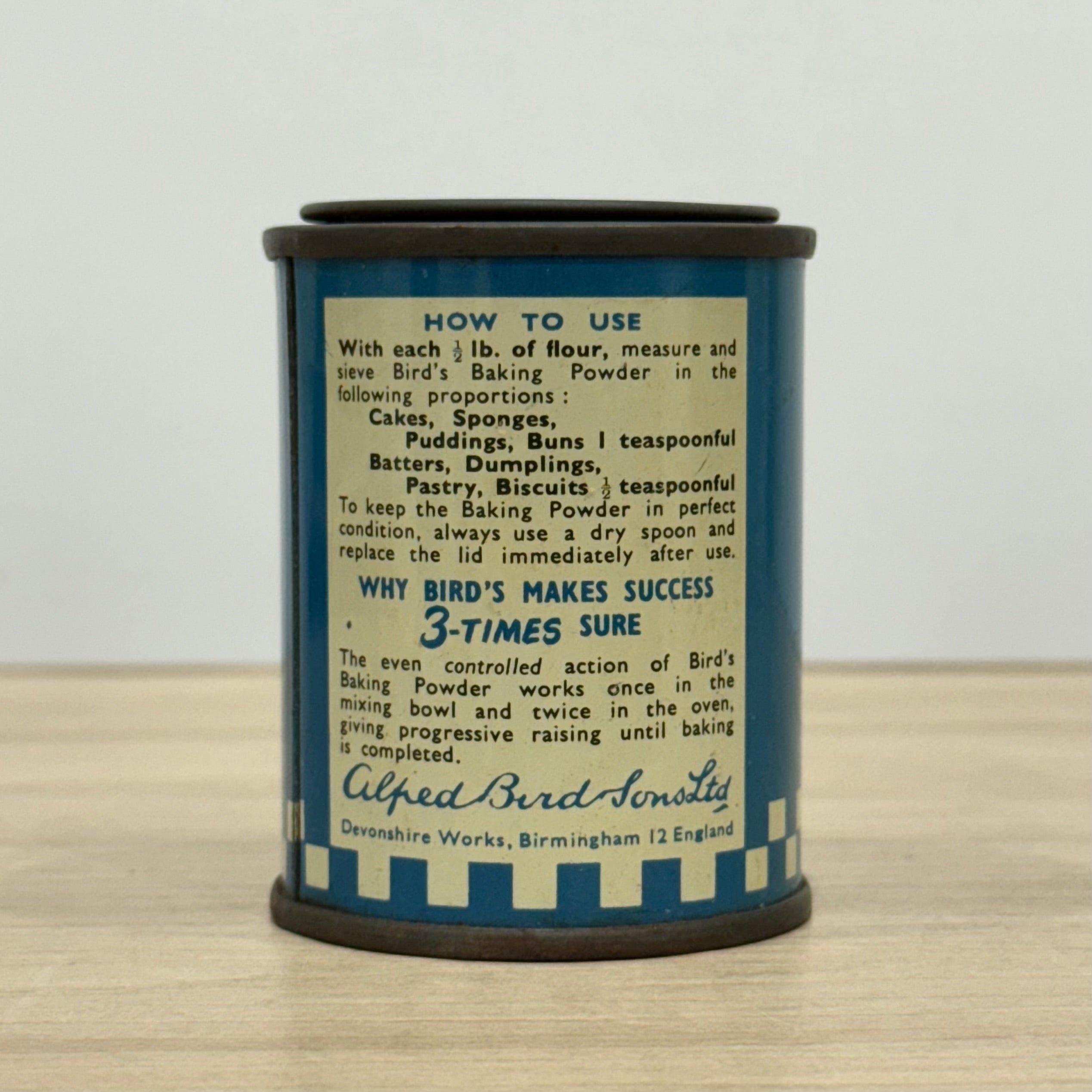 Bird’s Baking Powder Tin, Quarter Pound, Alfred Bird &amp;amp; Sons, Birmingham