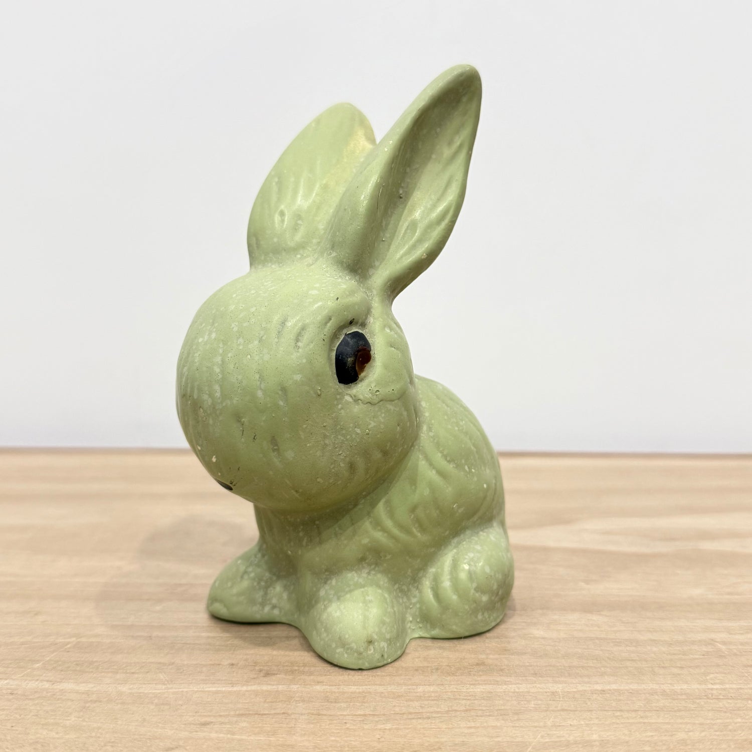 Vintage Green Rabbit Ornament Made in England Matt Pottery Bunny Figure