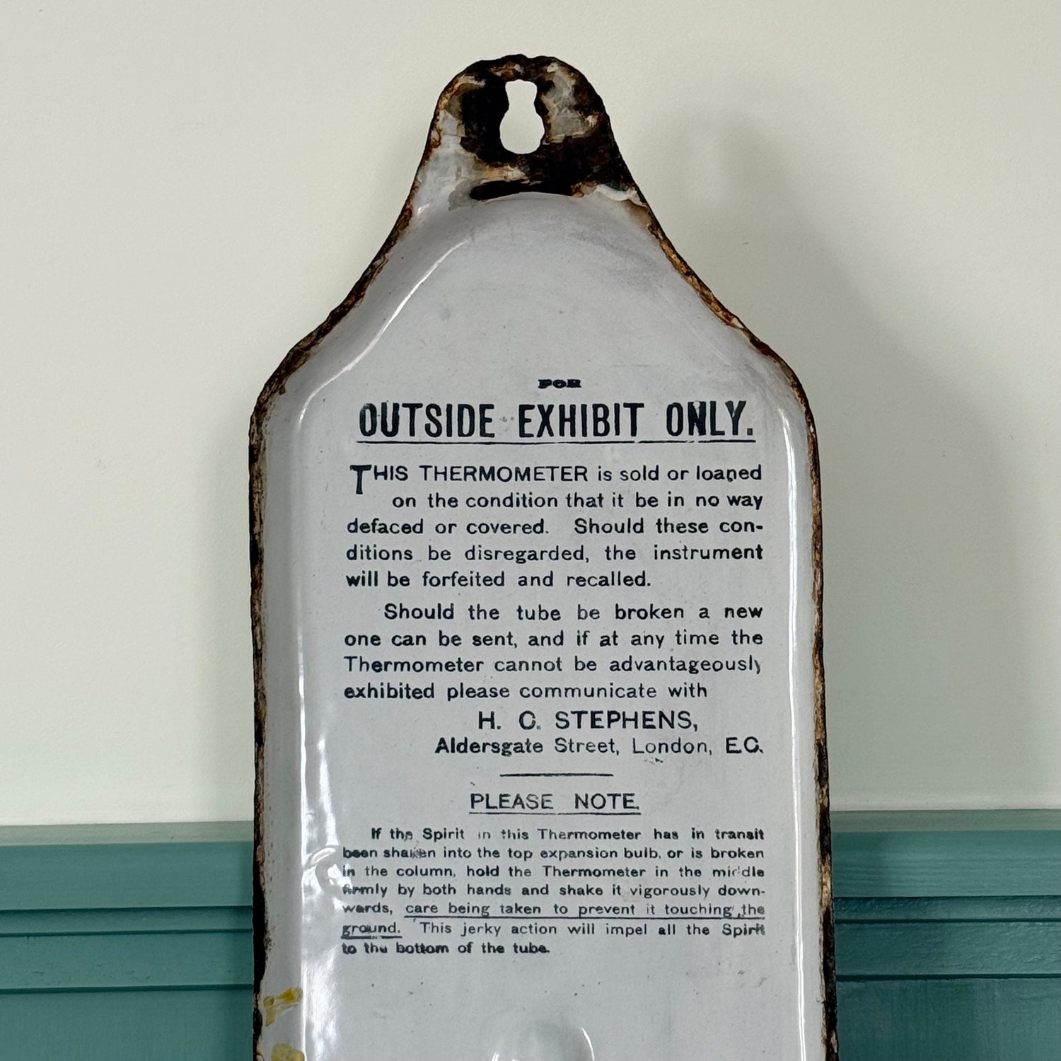 Antique Stephens Ink Enamel Advertising Thermometer Sign