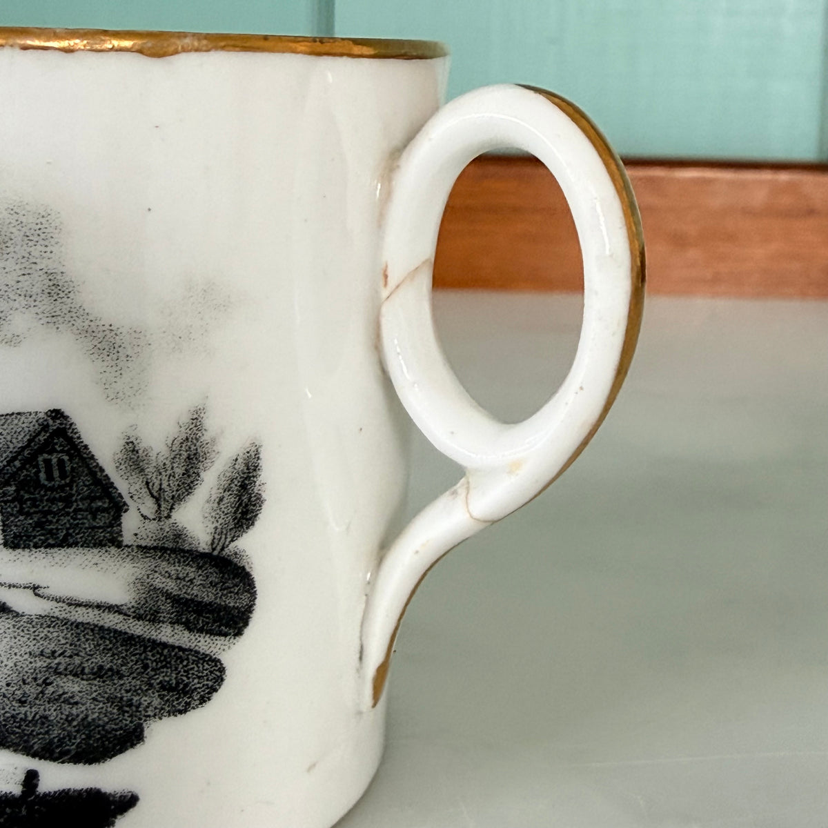 Regency Bat-Printed Landscape Mug – c.1810–1830