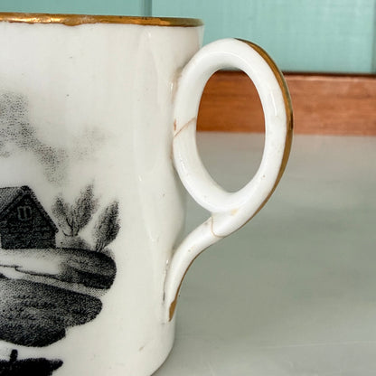 Regency Bat-Printed Landscape Mug – c.1810–1830