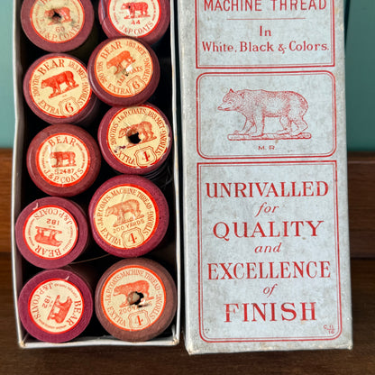 Vintage J&amp;P Coats Bear Extra Strong Machine Thread Boxed Reels