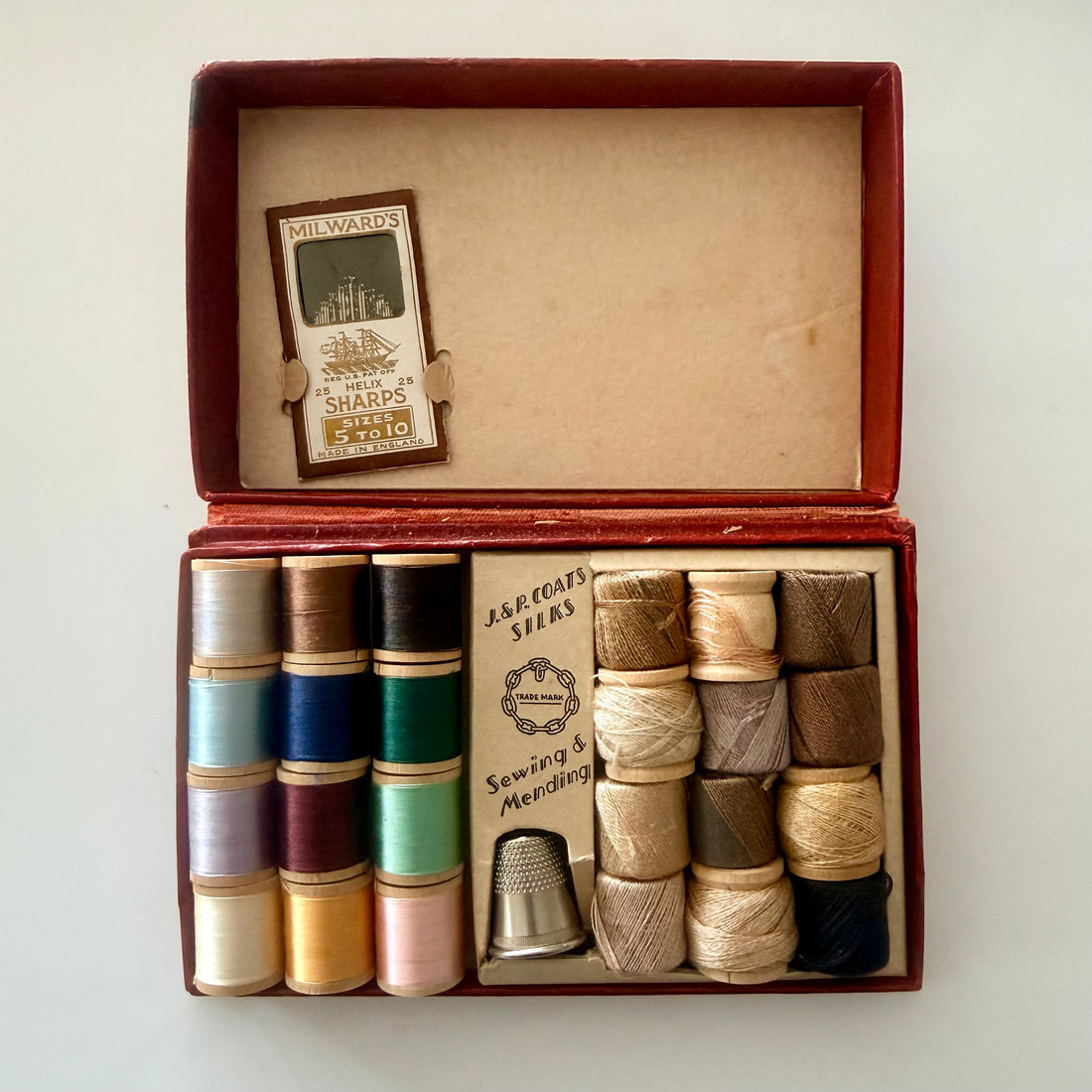 RESERVED: 1930s J. &amp; P. Coats Sewing &amp; Mending Companion Boxed Sewing Kit