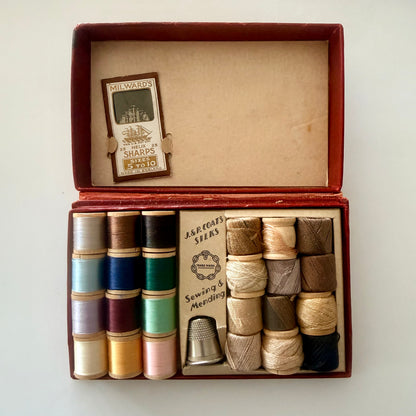 RESERVED: 1930s J. &amp; P. Coats Sewing &amp; Mending Companion Boxed Sewing Kit