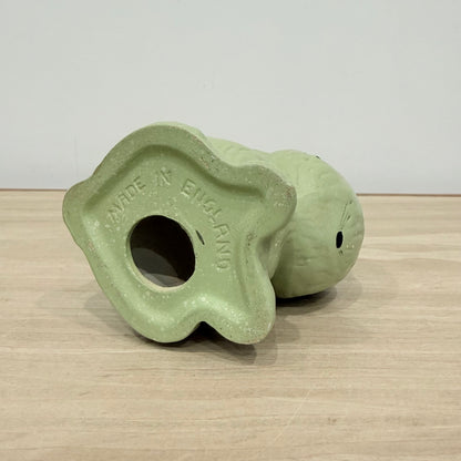 Vintage Green Rabbit Ornament Made in England Matt Pottery Bunny Figure