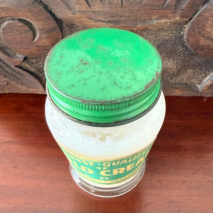 Vintage “Cold Cream” Glass Jar – Frosted Apothecary Pot with Original Contents