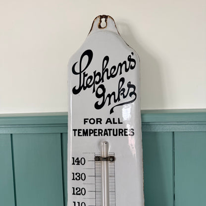 Antique Stephens Ink Enamel Advertising Thermometer Sign
