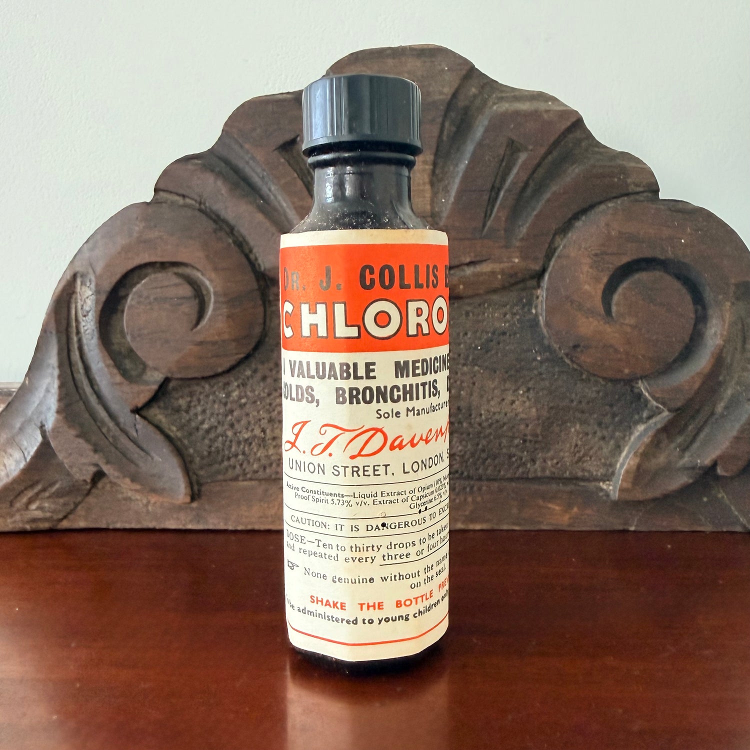 Collis Browne’s Chlorodyne Bottle, Box &amp; Leaflet Vintage Chemist Apothecary Empty