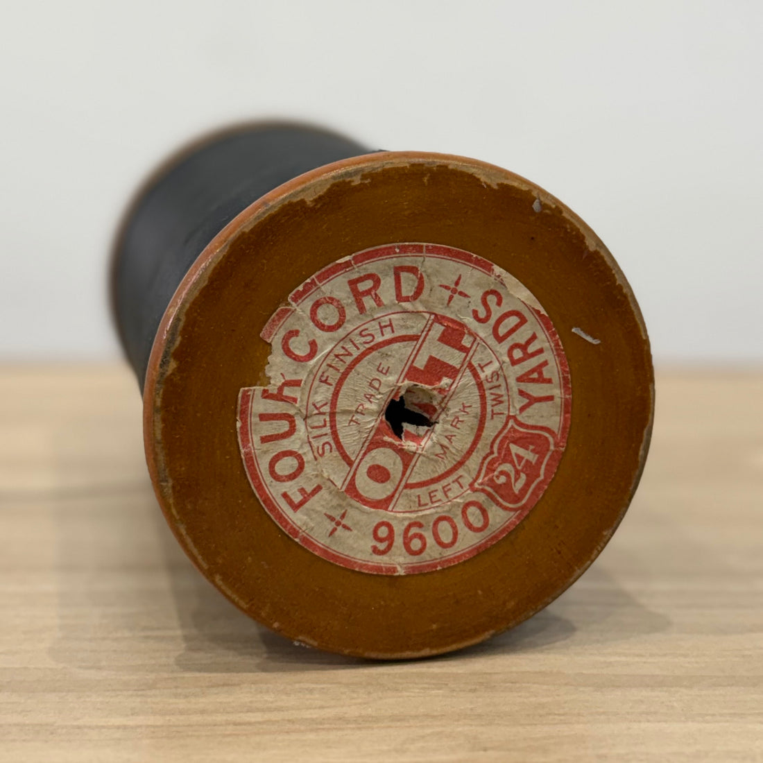 Victorian Edwardian O.N.T. Silk Finish Four Cord Wooden Thread Reel 9600yd