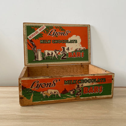 Vintage Lyons’ Milk Chocolate Wooden Advertising Box c.1920-30s